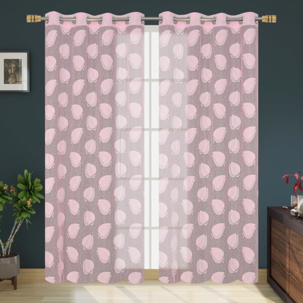 Sheer 6 Feet Long Curtains for Doors - Light Filtering Pink Design