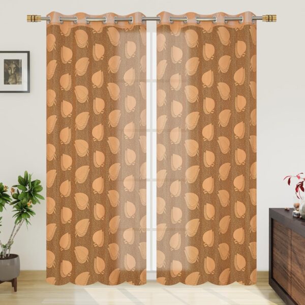 Sheer 6ft Curtains for Doors | Light Filtering Beige Net Curtains