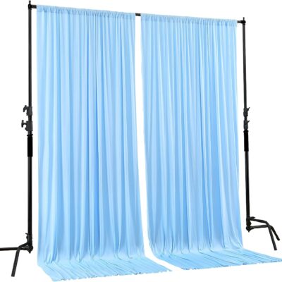 Sky Blue Wrinkle-Free Backdrop Curtains for Stunning Photography and Events