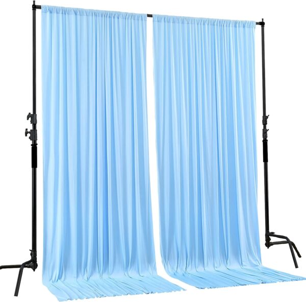 Sky Blue Wrinkle-Free Backdrop Curtains for Stunning Photography and Events