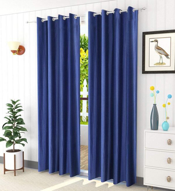 Solid Blue Polyester Window Curtains - Elegant 5ft Grommet-Top Panel