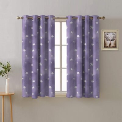 Starry Dreams Blackout Curtains for Kids – Deep Purple Satin Drapes