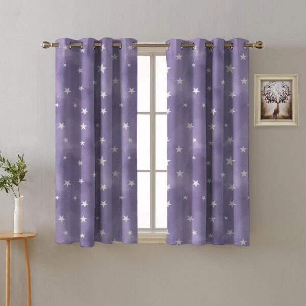 Starry Dreams Blackout Curtains for Kids - Deep Purple Satin Drapes