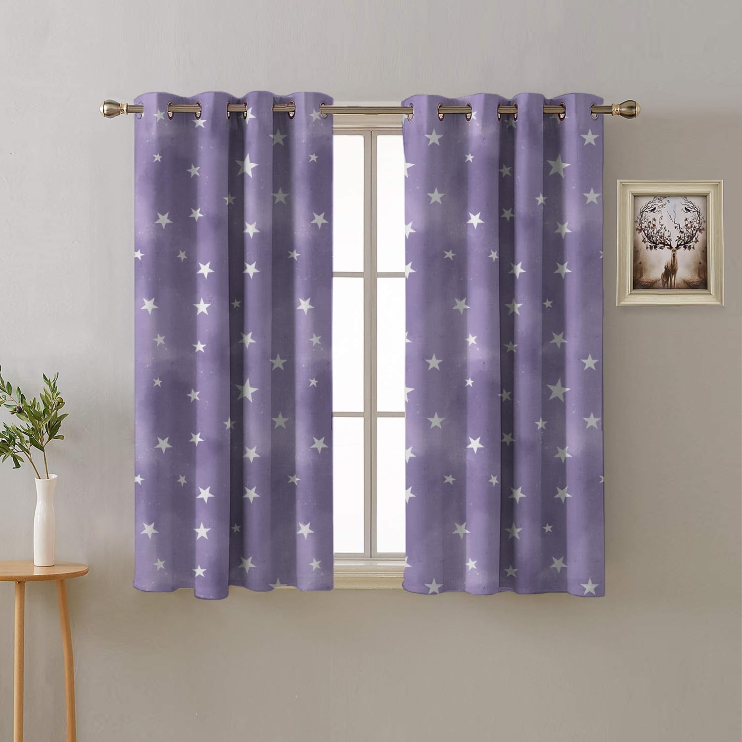 Starry Dreams Blackout Curtains: Perfect Deep Purple Drapes for Kids’ Rooms