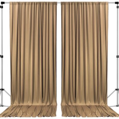 Stookin Beige 4×8 Polyester Backdrop Curtains for Weddings and Events