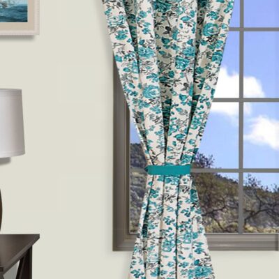 Stylish 100% Cotton Door Curtain for Bedroom & Living Room – Blue