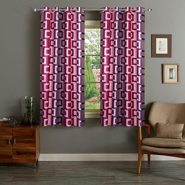 Stylish 2 Piece Geometrical Eyelet Curtains for Room Darkening and Privacy