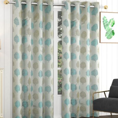 Stylish 7 Feet Aqua Semi Sheer Curtains for Doors and Windows