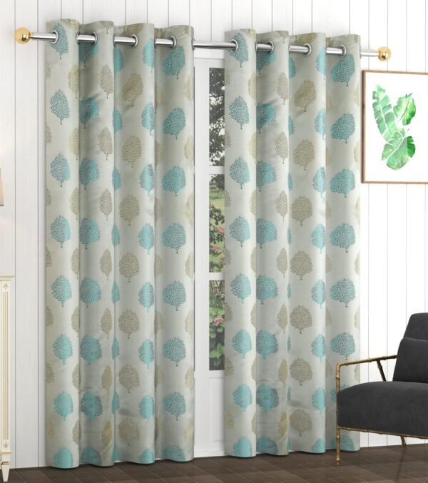 Stylish 7 Feet Aqua Semi Sheer Curtains for Doors and Windows