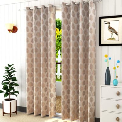 Stylish 7 Feet Long Beige Curtains for Doors and Windows – Set of 2