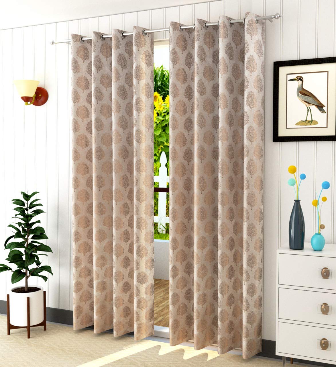 Stylish 7 Feet Long Beige Curtains for Elegant Home Décor Upgrade