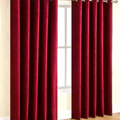 Stylish 7FT Maroon Long Crush Blackout Curtains for Bedroom and Living Room