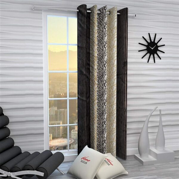 Stylish Brown Eyelet Polyester Door Curtain for Elegant Home Decor