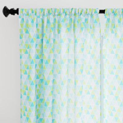 Stylish Encasa XO Triangles Aqua Window Curtains Set for Any Room