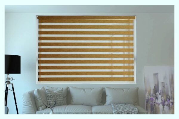 Stylish Gold Zebra Blinds Polyester Curtains for Windows and Outdoor Decor