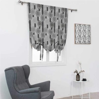 Stylish GugeABC Roman Shades: Greyscale Floral Tie-Up Window Decor