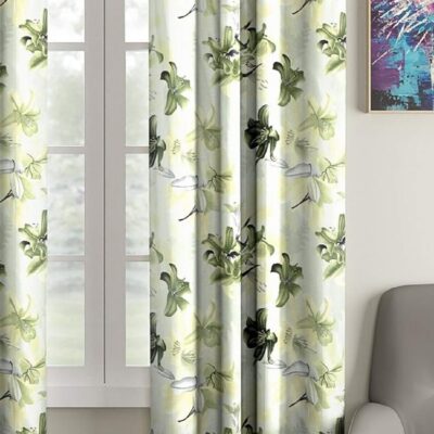 Stylish Home Sizzler 3D Flower Green Window Curtain for Elegant Spaces