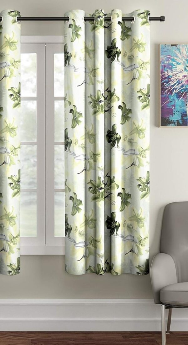 Stylish Home Sizzler 3D Flower Green Window Curtain for Elegant Spaces