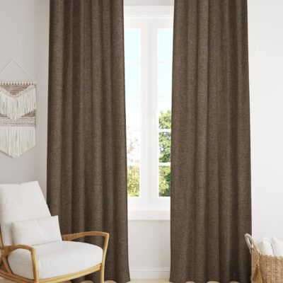 Stylish Jute Curtains for Windows | Breathable Eyelet Parda in Coffee Color