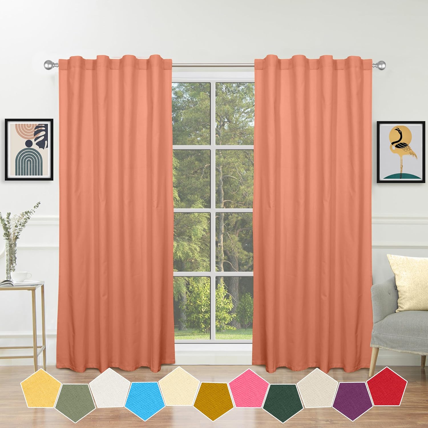 Stylish Peach Cotton Curtains Set: Elevate Your Home Decor Effortlessly