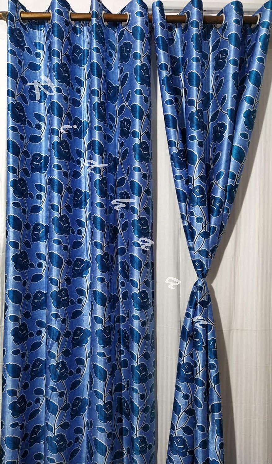 Stylish RIDHAAN Blue Floral Curtains Set: Elevate Your Home Décor Today