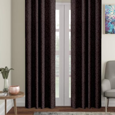 Stylish Solimo Coffee Polyester Door Curtains – Pack of 2, 7 Feet Long