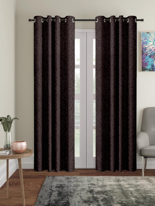 Stylish Solimo Coffee Polyester Door Curtains - Pack of 2, 7 Feet Long