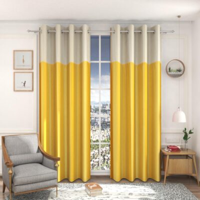 Stylish Yellow Polyester Curtains for Windows – 6 Feet, Pack of 2