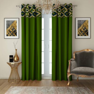 Swayam 100% Cotton Green Door Curtains for Bedroom and Living Room Decor