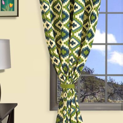 Swayam 100% Cotton Long Door Curtain – Noise Dampening Green Elegance