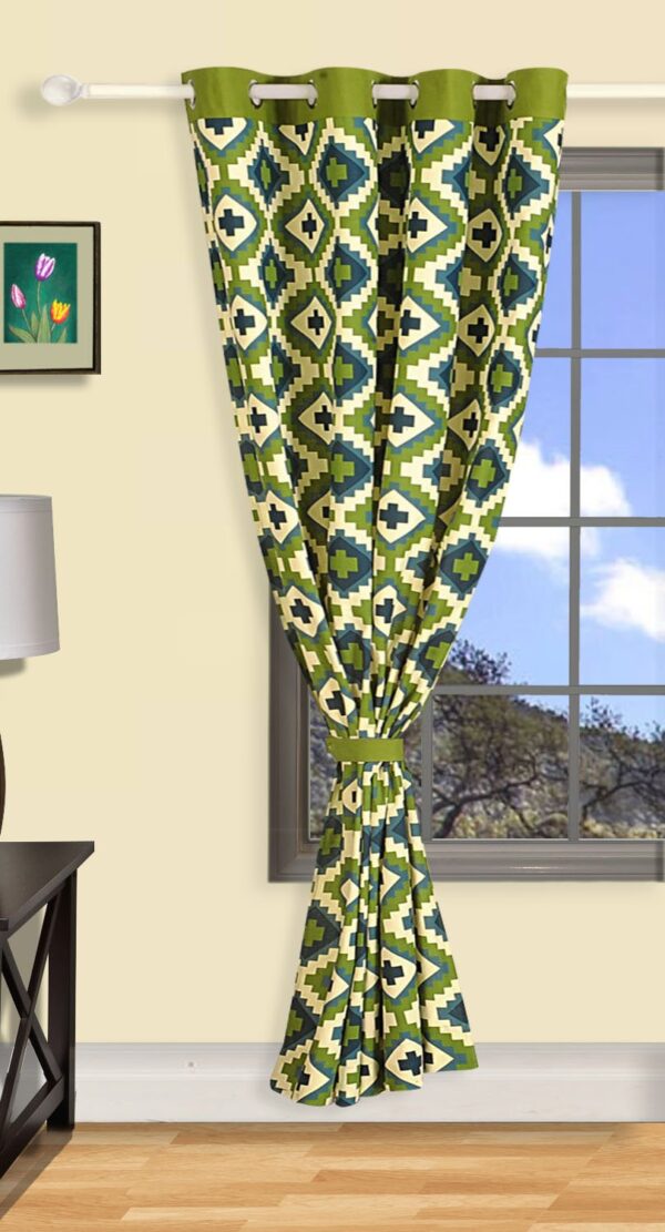 Swayam 100% Cotton Long Door Curtain - Noise Dampening Green Elegance