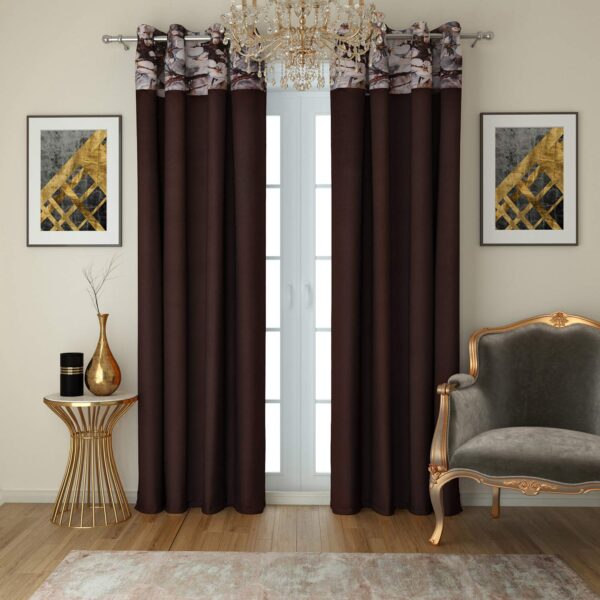 Swayam Blackout Curtain Set: Thermal Insulator for Bedroom, Noise Dampening, Brown