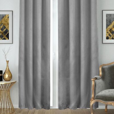 Thermal Insulated Blackout Curtains for Noise Reduction in Grey – Set of 2