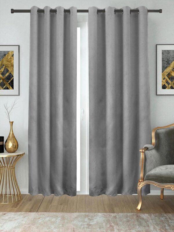 Thermal Insulated Blackout Curtains for Noise Reduction in Grey - Set of 2