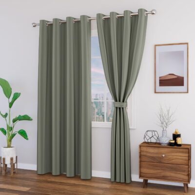 Top Blackout Door Curtains with Tie Backs – Noise Reducing & Thermal Insulated