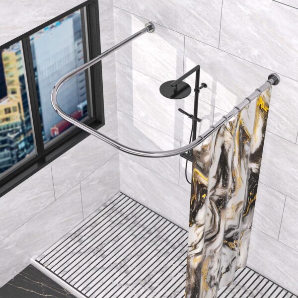 U Shaped Adjustable Shower Curtain Rail for Stylish Bathroom Privacy