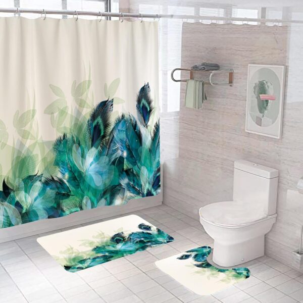 UMAI 7 Feet Shower Curtain & Bathmat Set: Waterproof, Quick Dry, Anti-Slip