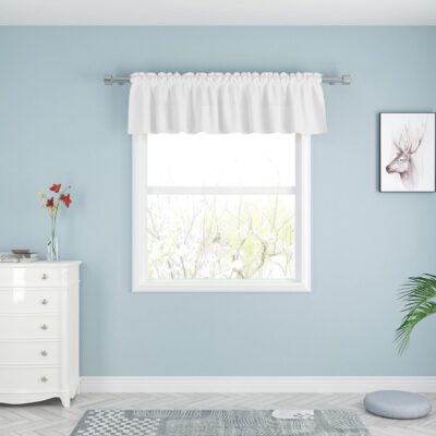 UPOPO White Linen Textured Valance Curtains: Stylish 18″ Window Treatment Solution