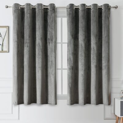 Umi Room Darkening Velvet Curtains – Silver Eyelet Design for Home Decor