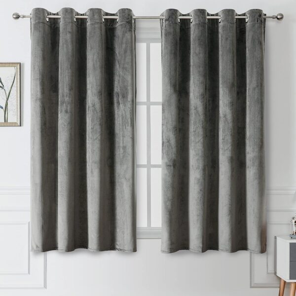 Umi Room Darkening Velvet Curtains - Silver Eyelet Design for Home Decor