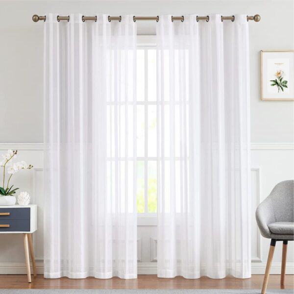 Urban Space Gold Foil Sheer Curtains: Elegant Light Filtering Door Set