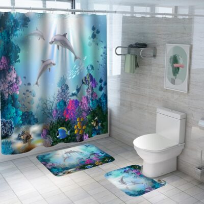 Vibrant UMAI Shower Curtain and Bathmat Set for Stylish Bathrooms