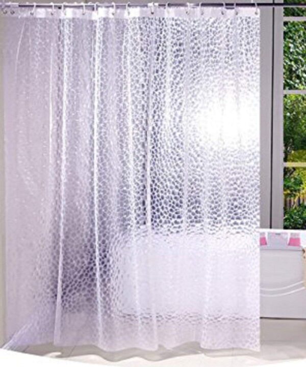 Waterproof PVC Shower Curtain with Eyelet Rings - 9 Feet Long (White)