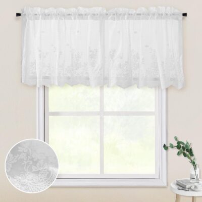 White Lace Kitchen Valances: Sheer Floral Window Treatments for Vintage Charm