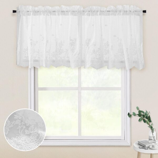 White Lace Kitchen Valances: Sheer Floral Window Treatments for Vintage Charm