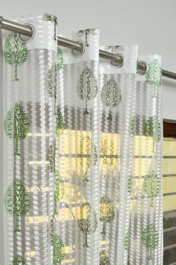 Zig Zag Tree Print Sheer Curtains - Elegant 7 Feet Door Decor