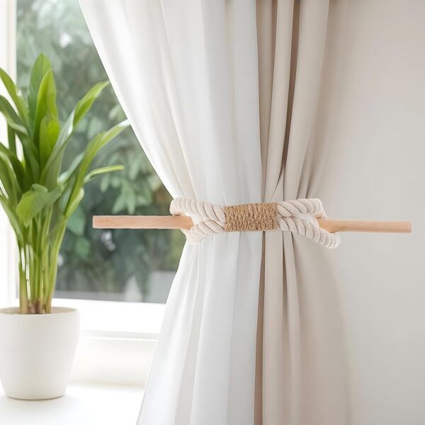 Stylish Boho Rustic Curtain Tiebacks for Farmhouse Decor and Office Spaces - Image 4