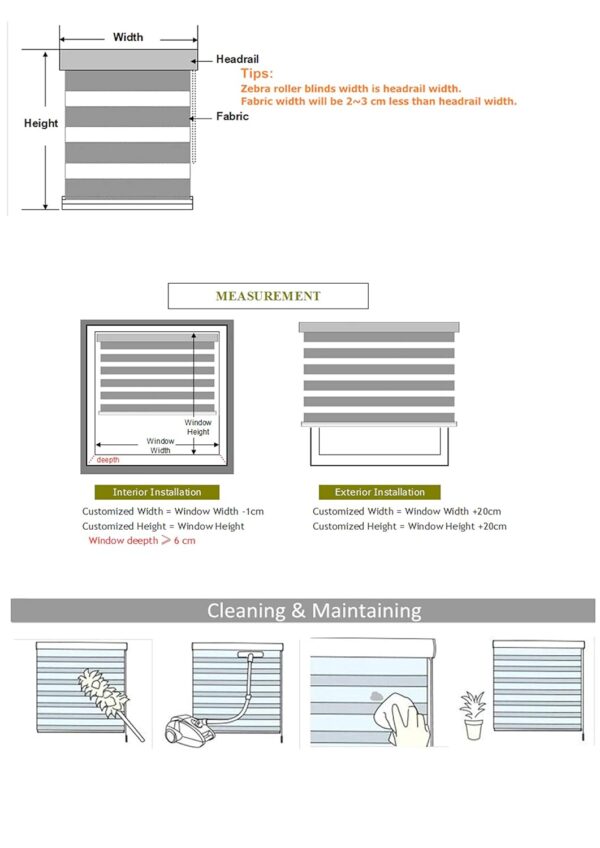 Zebra Polyester Blinds for Windows: Stylish Coffee Color, 135x130cm Size - Image 5