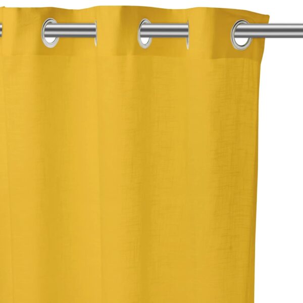 Stylish Mustard Yellow Cotton Linen Sheer Curtains with Eyelet Rings for Doors - Image 2