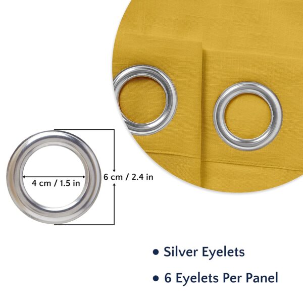 Stylish Mustard Yellow Cotton Linen Sheer Curtains with Eyelet Rings for Doors - Image 3